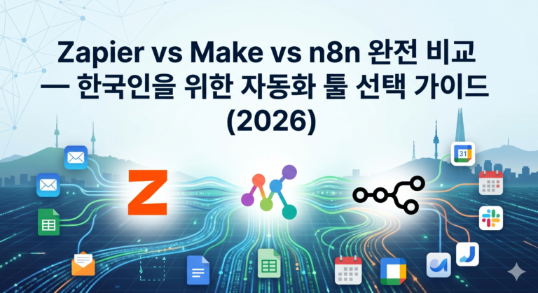Zapier vs Make vs n8n 완전 비교 — 한국인을 위한 자동화 툴 선택 가이드 (2026)