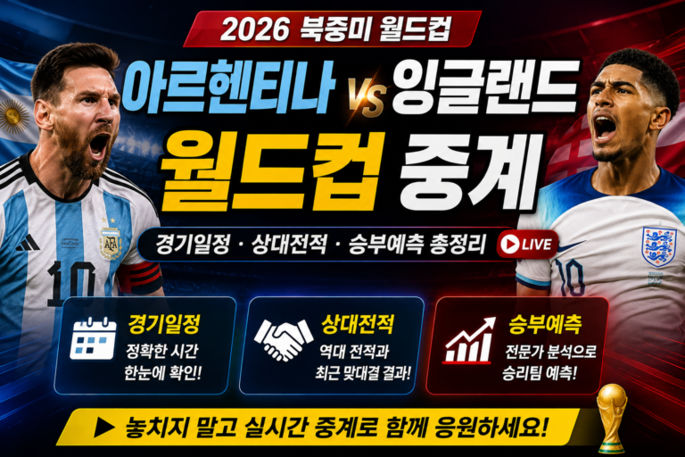 아르헨티나 잉글랜드 월드컵 중계, 경기일정·상대전적·승부예측 총정리