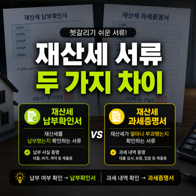 재산세 납부확인서와 과세증명서 차이