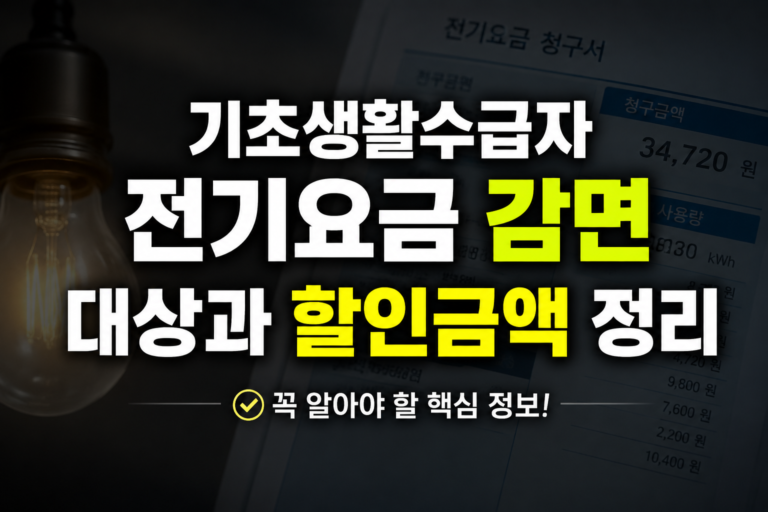 기초생활수급자 전기요금 감면 대상과 할인금액 정리