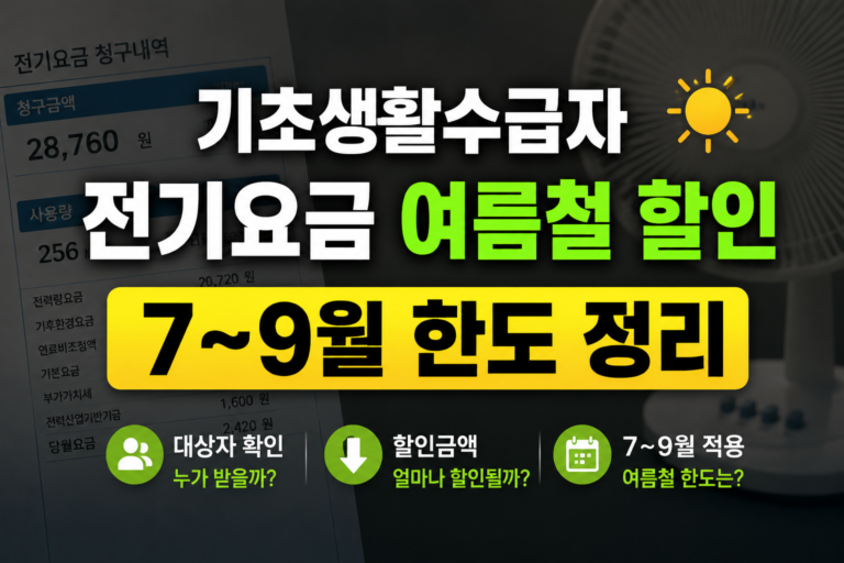 기초생활수급자 전기요금 여름철 할인, 7~9월 한도 정리