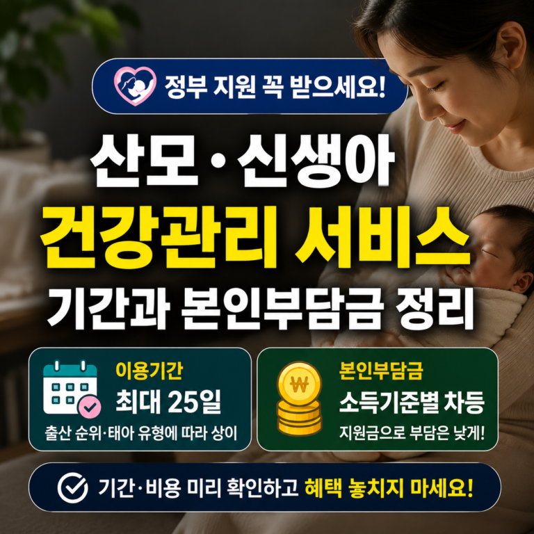산모·신생아 건강관리 서비스 기간과 본인부담금 정리