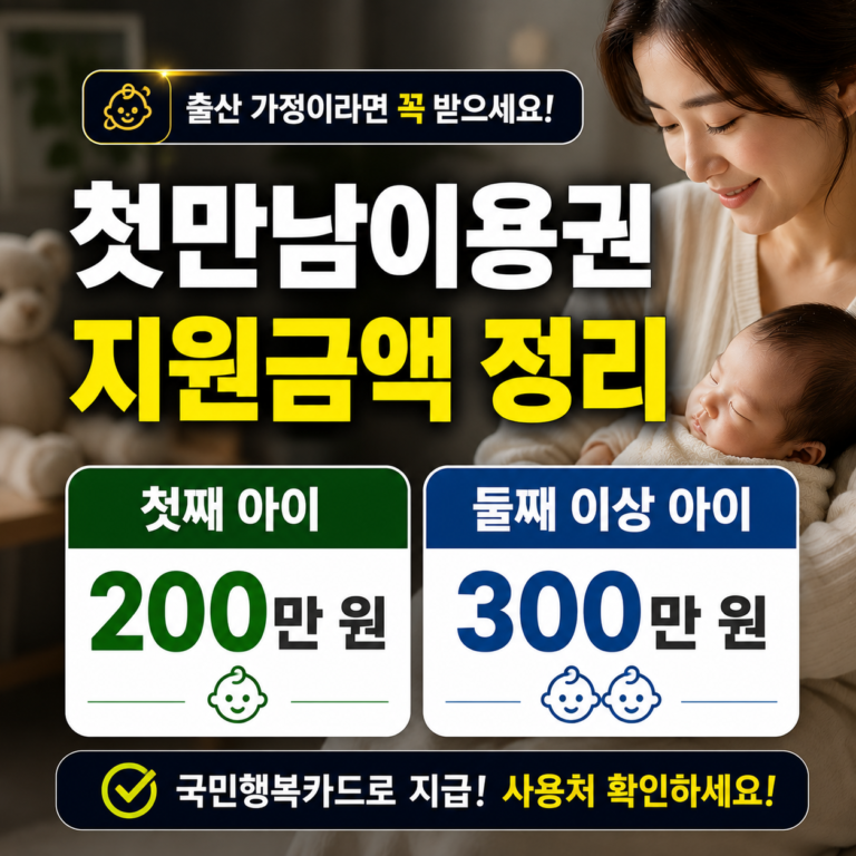 첫만남이용권 지원금액 정리, 첫째 200만 원·둘째 이상 300만 원