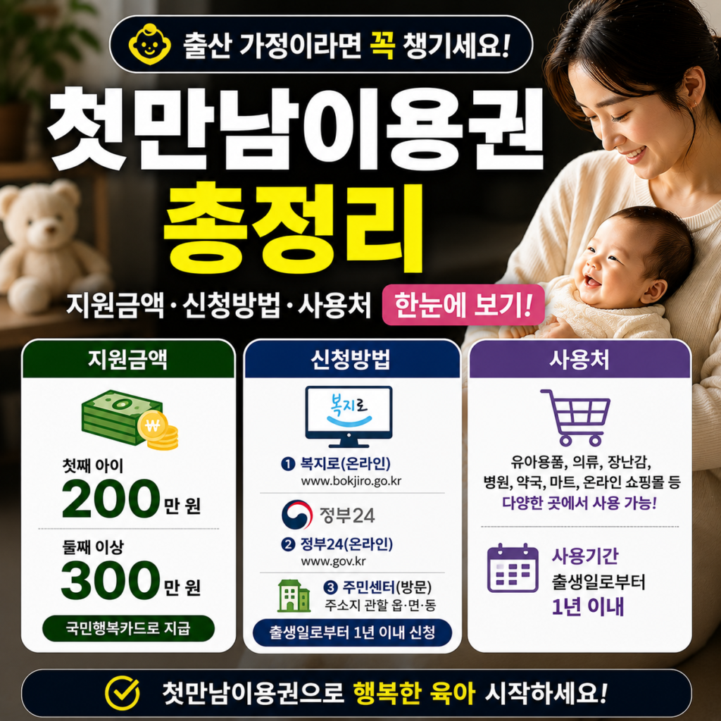 첫만남이용권 총정리, 지원금액·신청방법·사용처 한눈에 보기