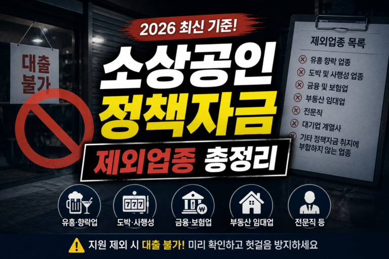 소상공인 정책자금 제외업종 총정리, 신청 가능한 예외 업종까지 확인