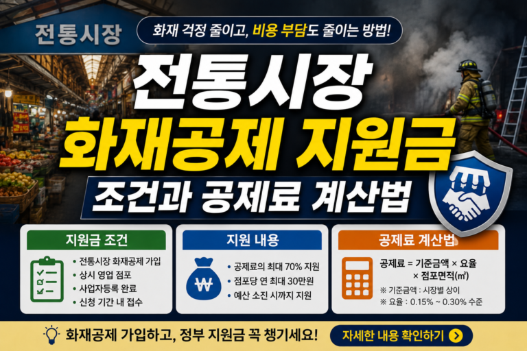 전통시장 화재공제 지원금 조건과 공제료 계산법 총정리