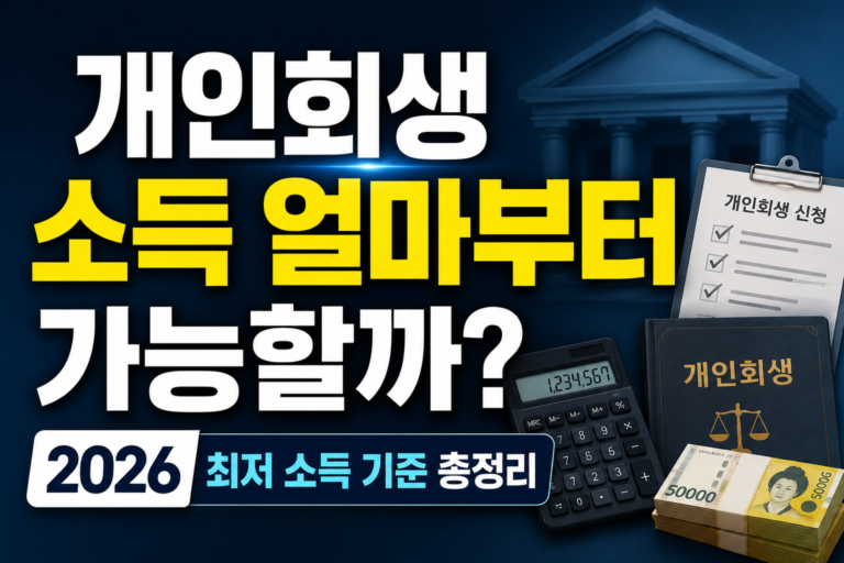개인회생 소득 얼마부터 가능할까? 2026 최저 소득 기준 총정리