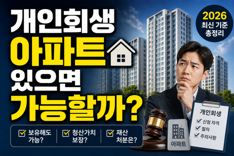개인회생 아파트 있으면 가능할까? 2026 청산가치·담보대출 총정리