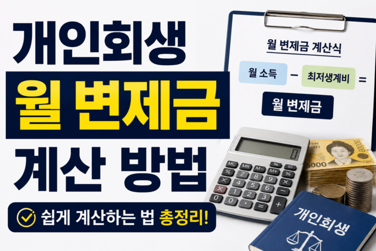 개인회생 월 변제금 계산 방법, 2026 변제금 줄이는 방법 총정리