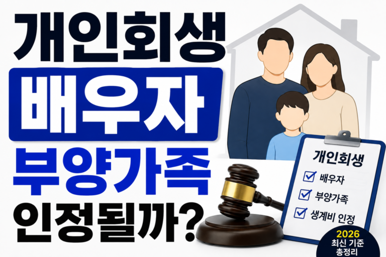 개인회생 배우자 부양가족 인정될까? 2026 기준과 변제금 총정리
