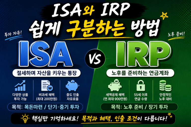 ISA와 IRP 쉽게 구분하는 방법｜세액공제·중도인출 차이 총정리