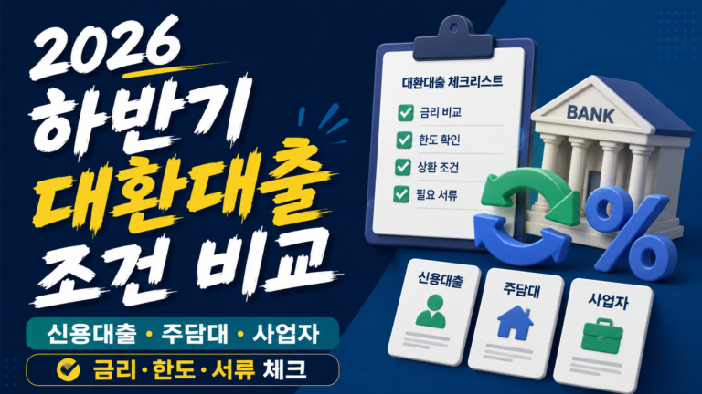 2026 하반기 대환대출 조건 비교｜신용·주담대·전세대출 갈아타기