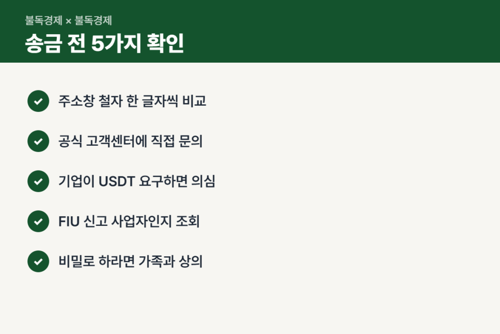테더 송금 사기 막는 송금 전 5가지 체크리스트
