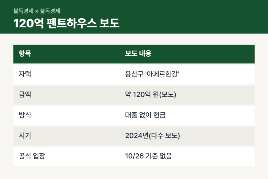 도경완 생활고 논란 120억 펜트하우스 보도 내용 정리표
