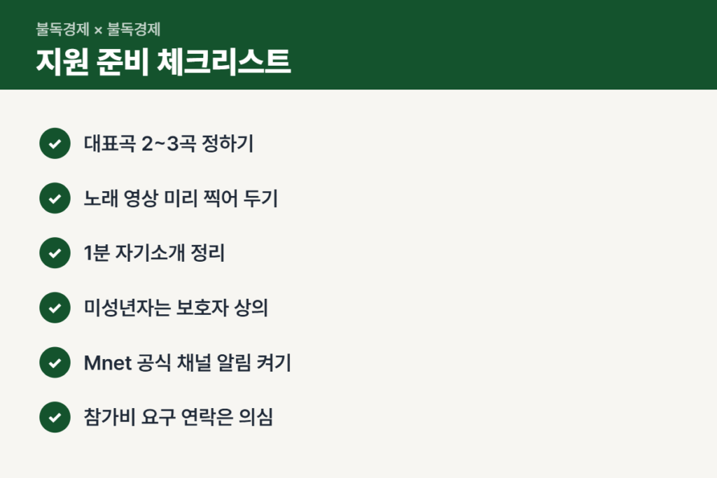 슈퍼스타K 부활 지원 준비 체크리스트