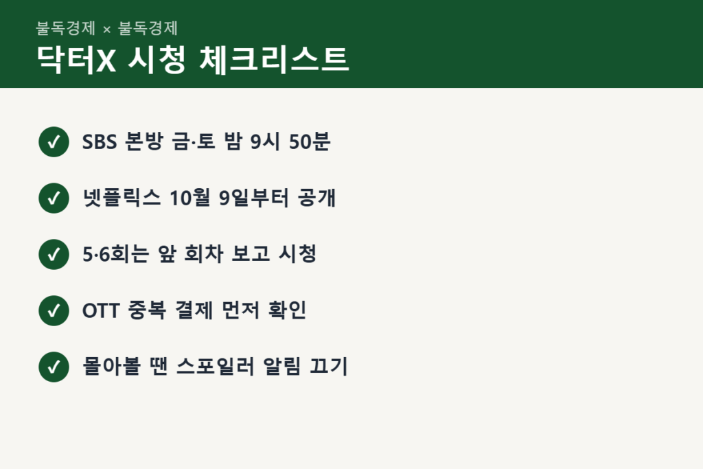 닥터X 시청 방법 체크리스트
