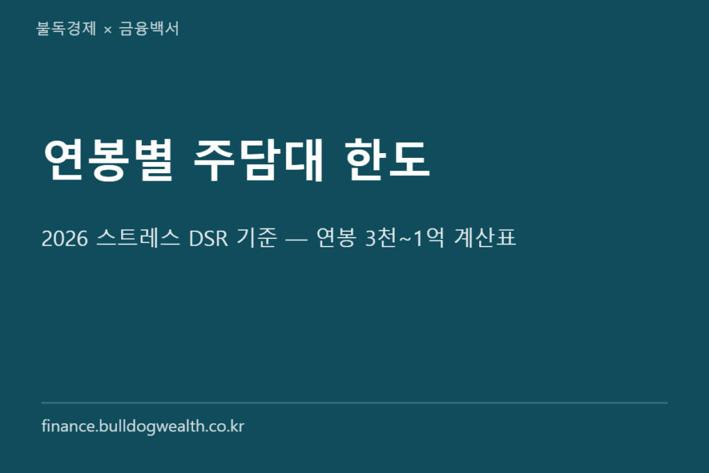 연봉별 주담대 한도 2026 계산표 — 연봉 3천~1억 가능 금액과 줄어드는 이유 확인