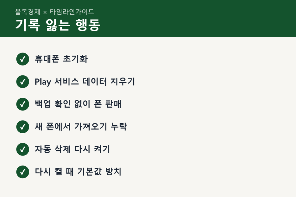 구글 타임라인 기록을 잃게 만드는 행동 목록