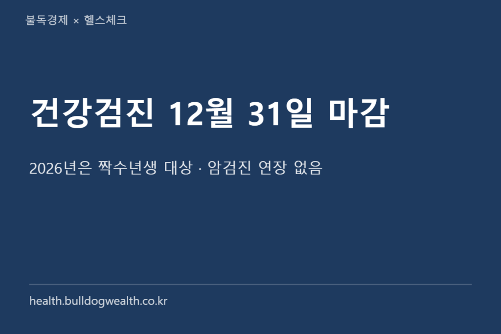 연말 건강검진 예약 12월 31일 마감 안내 카드