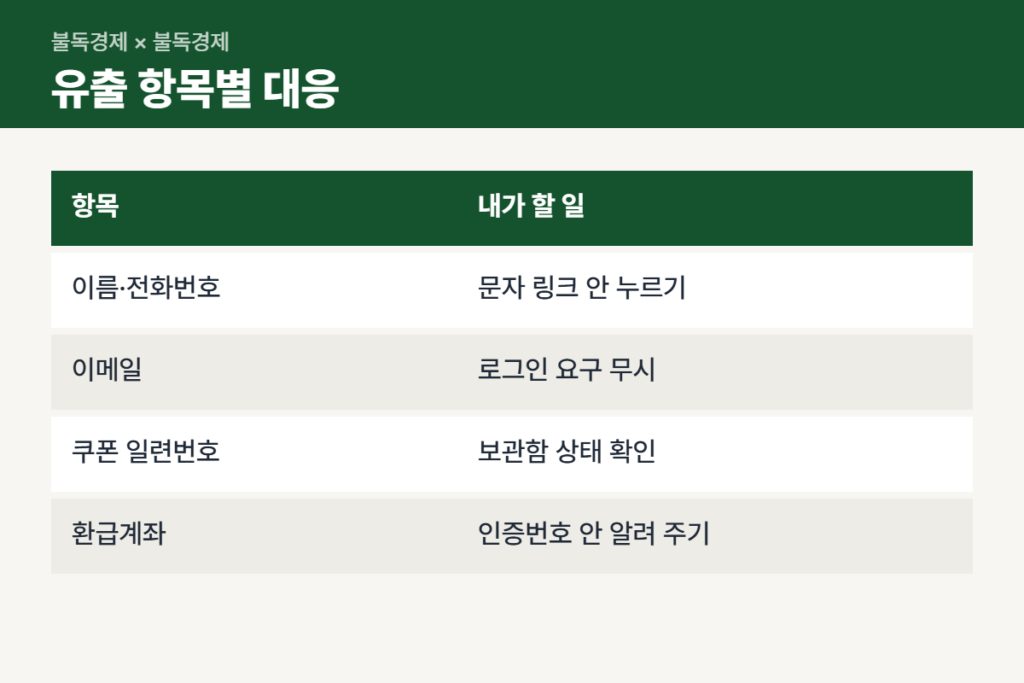 기프티콘 개인정보 유출 항목별 위험과 대응표