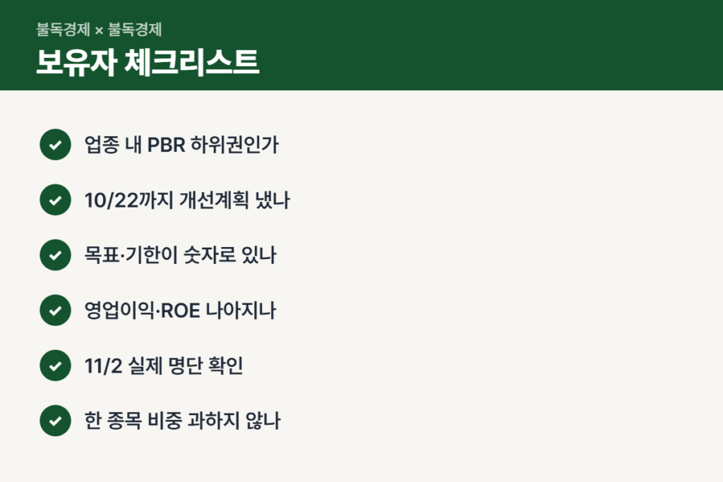 저PBR 명단 종목 보유자 확인 체크리스트
