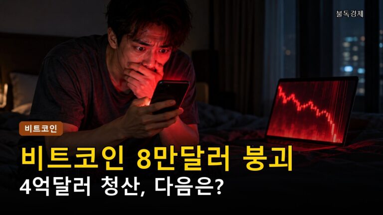 비트코인 8만달러 붕괴, 4시간 4억달러 롱 청산…지금 팔면 손해일까 5가지 확인