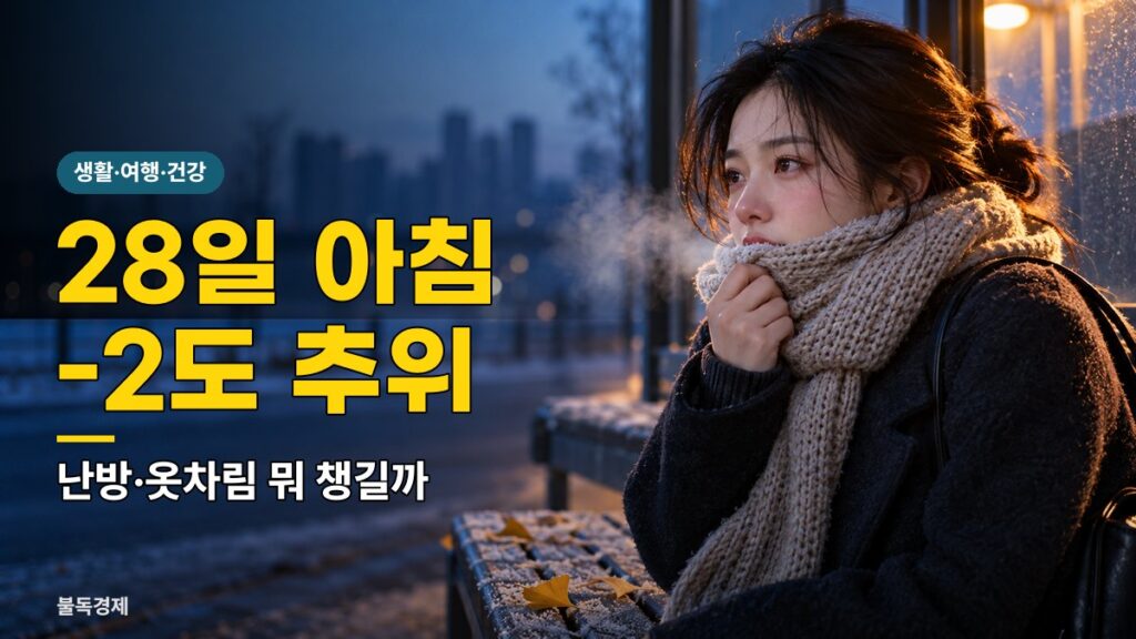 영하권 추위 28일 아침 출근길 버스정류장 대표 이미지