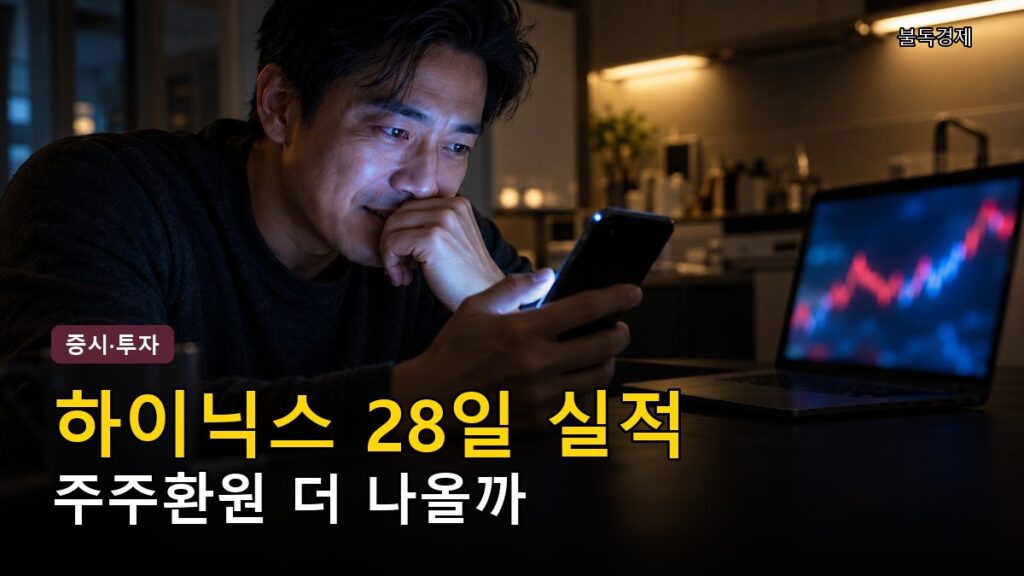 SK하이닉스 3분기 실적 발표를 앞두고 주식 차트를 확인하는 투자자