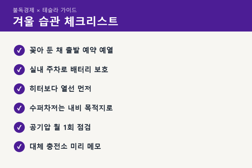 테슬라 겨울 주차·충전 습관 체크리스트