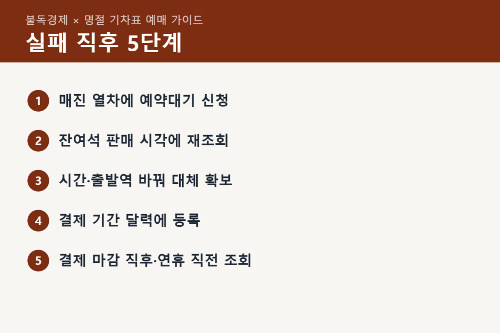 기차표 예매 실패 직후 할 일 5단계